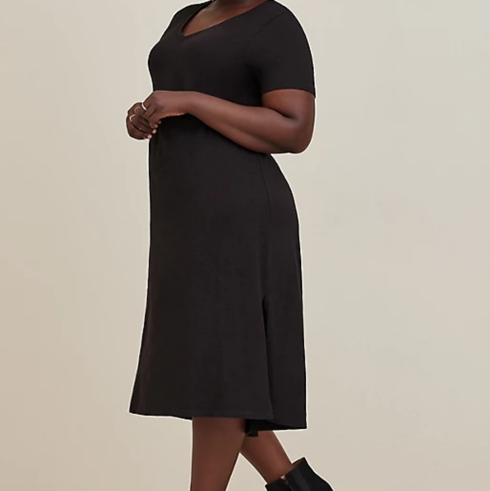 Torrid Black Cotton Midi Dress T Shirt Dress 3X NWT